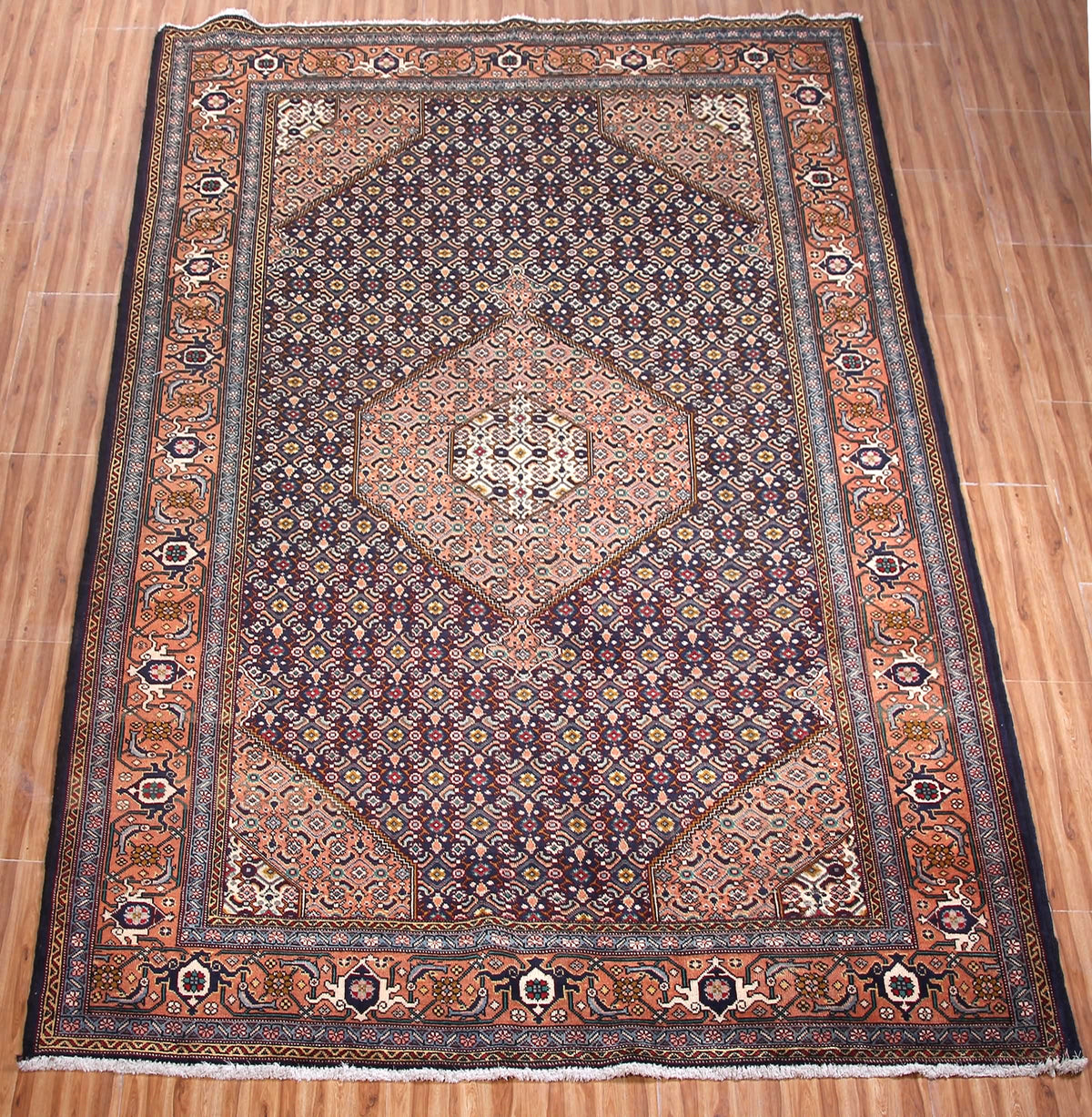 Vintage Ardabil Persian Rug – Rust Medallion