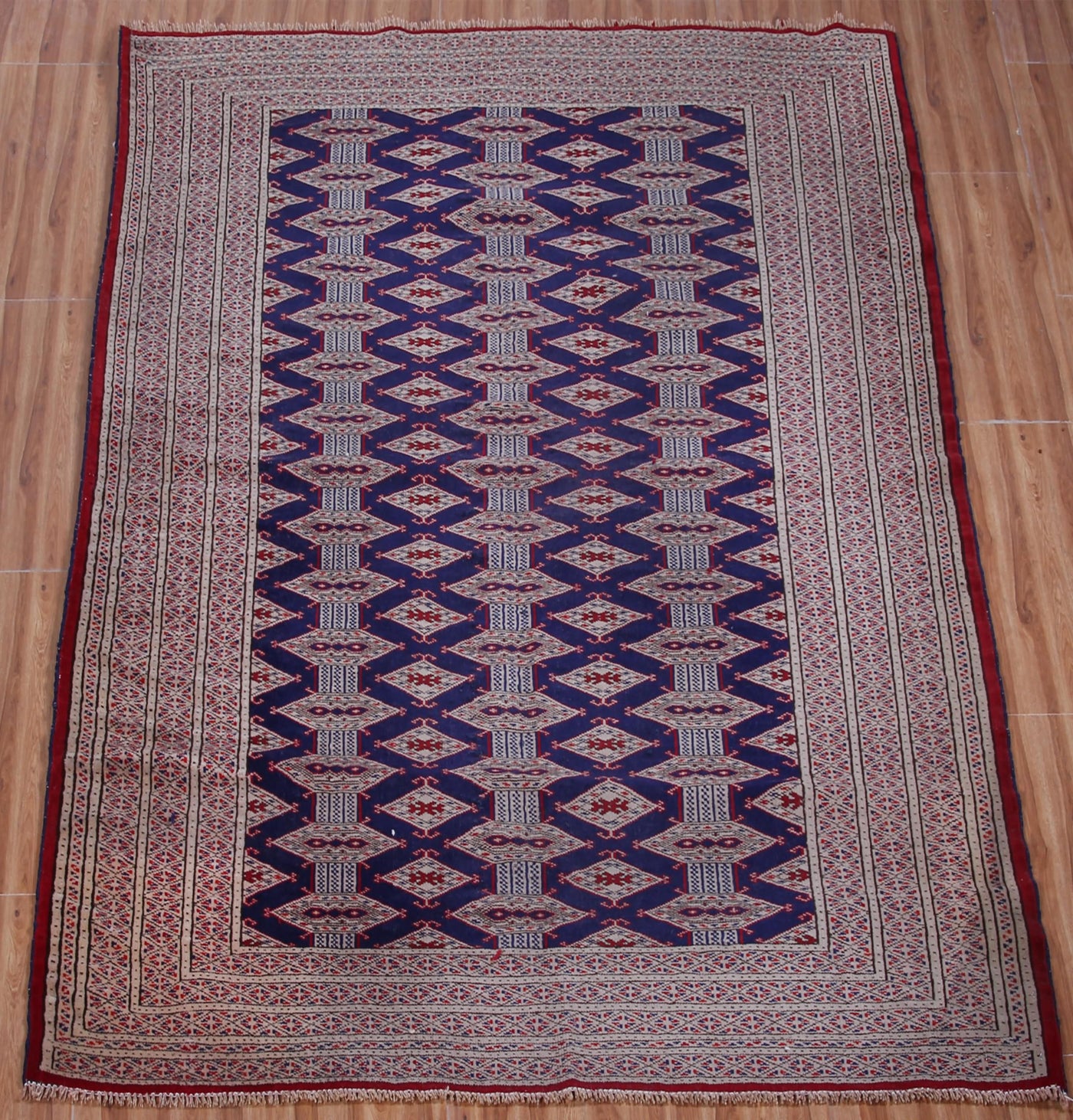 Vintage Turkmen Persian Rug – Sapphire Trellis