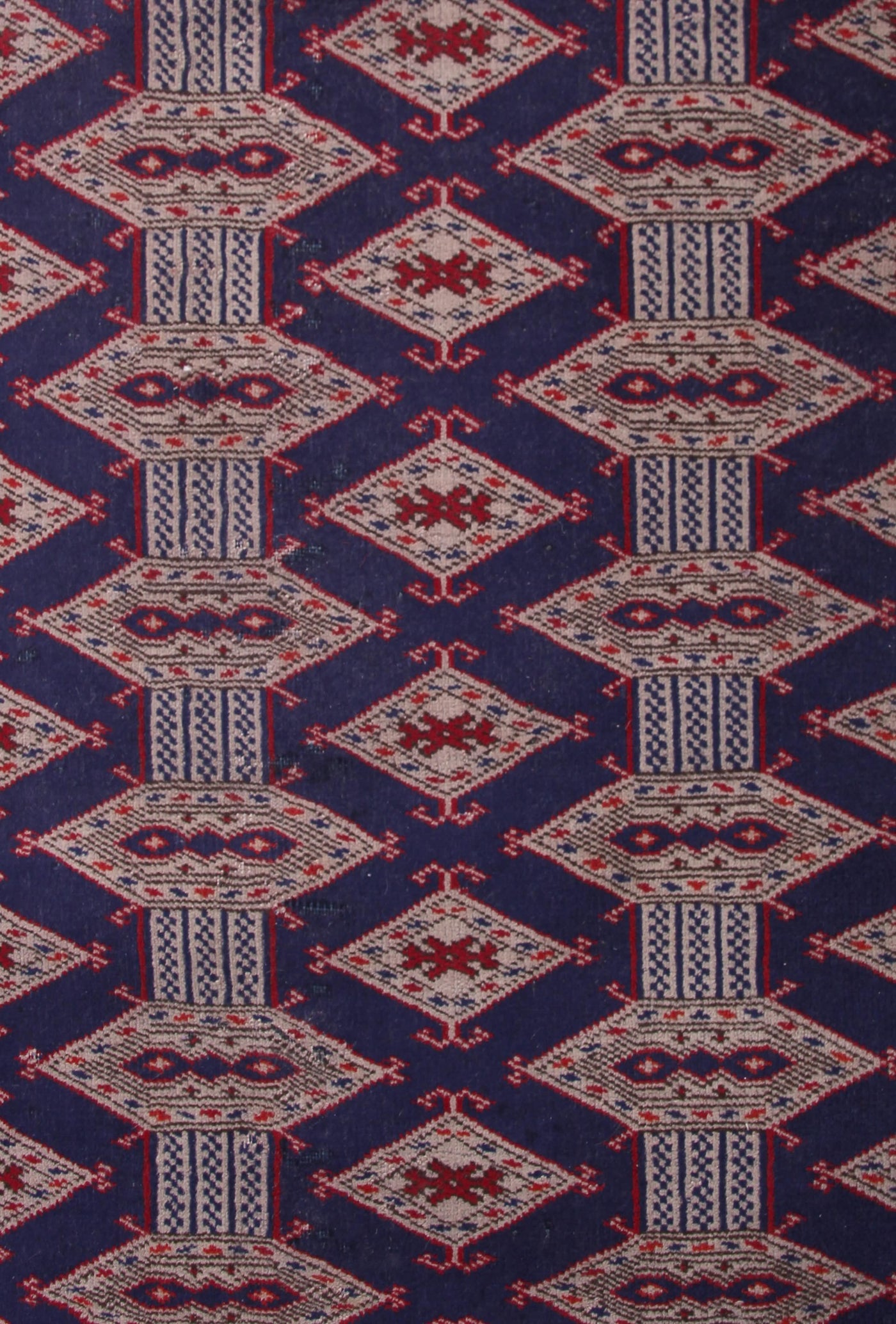 Vintage Turkmen Persian Rug – Sapphire Trellis
