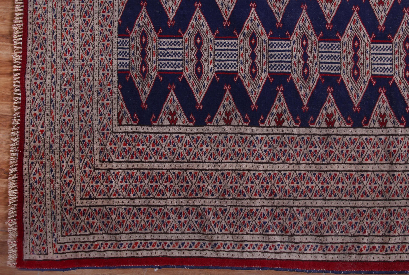 Vintage Turkmen Persian Rug – Sapphire Trellis
