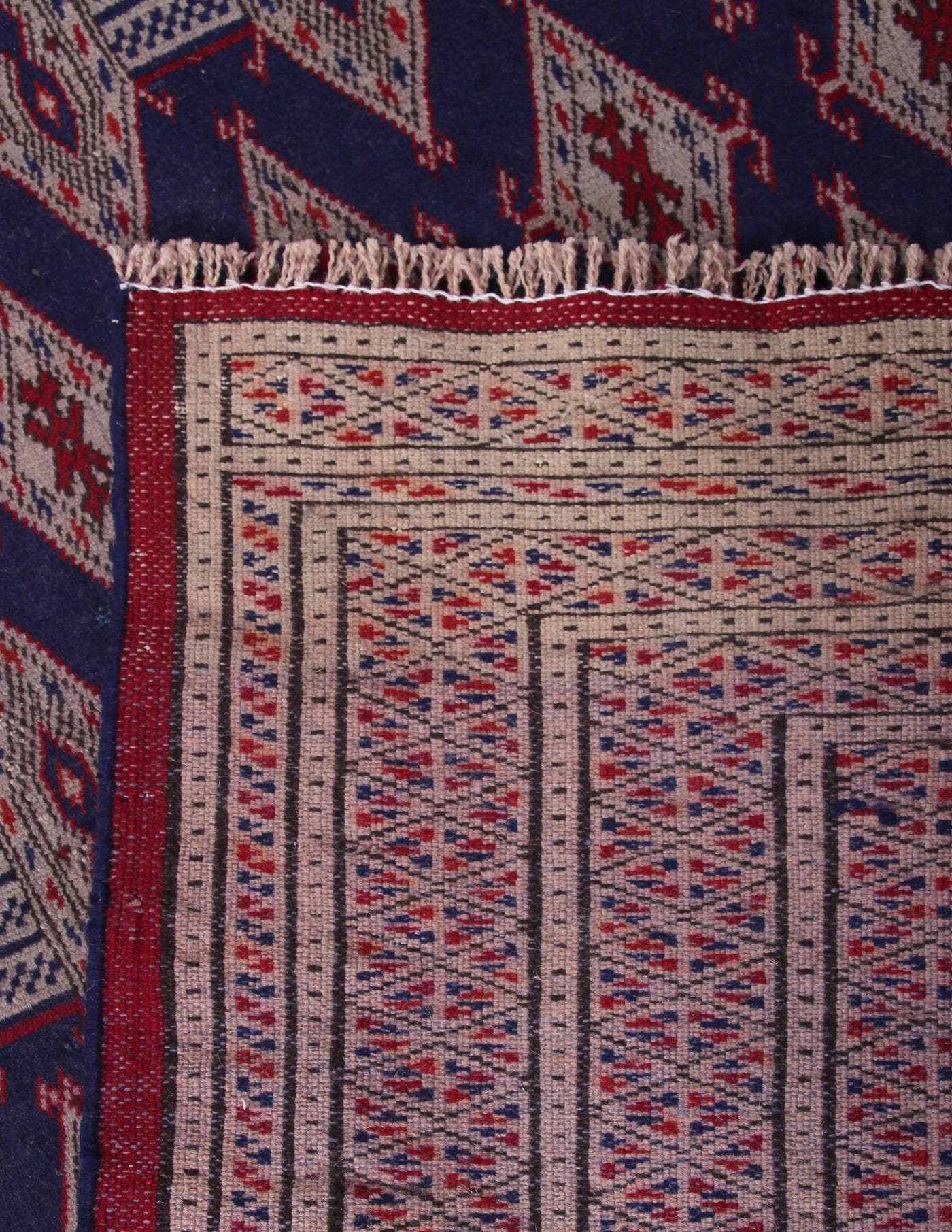Vintage Turkmen Persian Rug – Sapphire Trellis