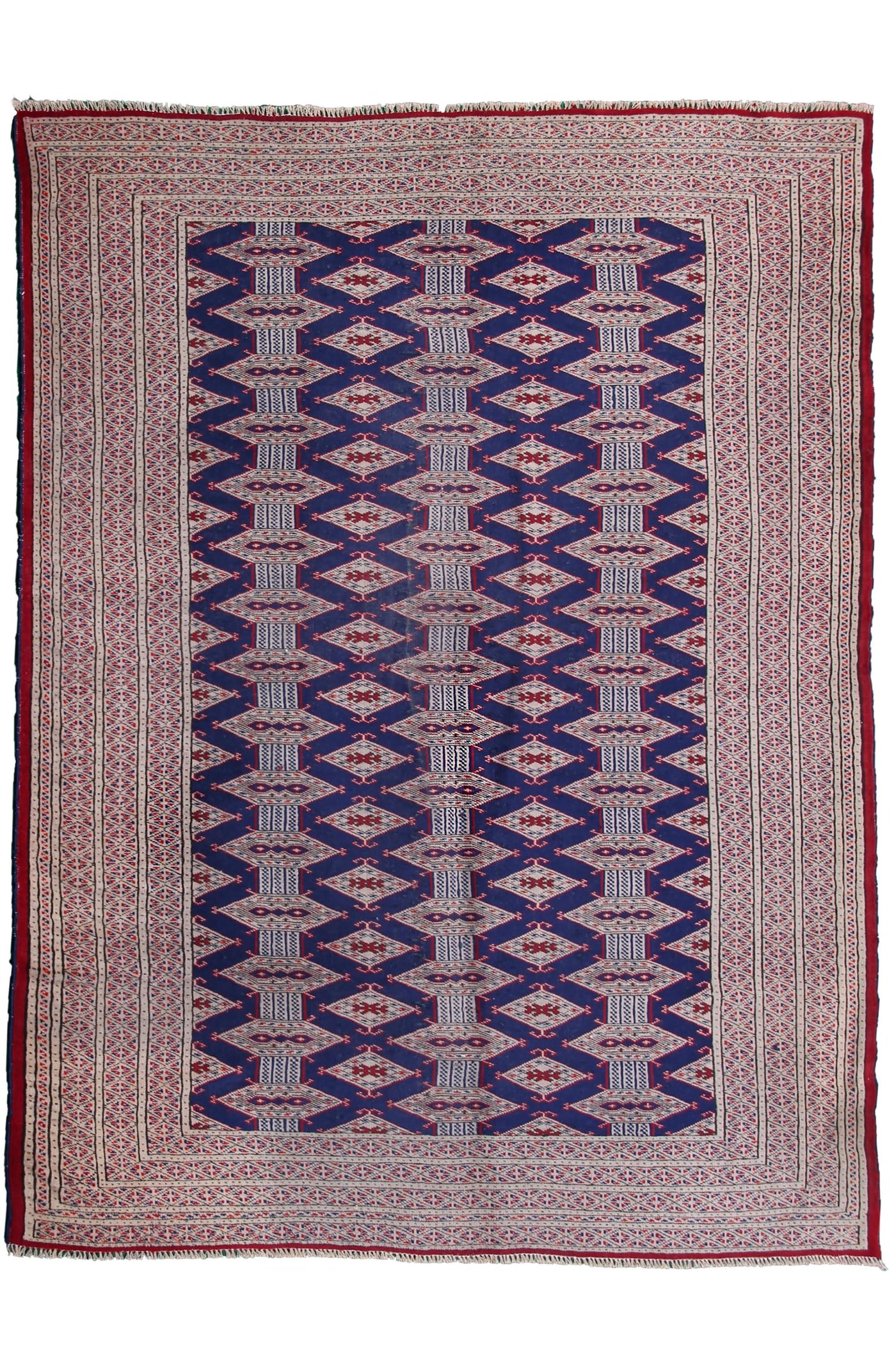 Vintage Turkmen Persian Rug – Sapphire Trellis