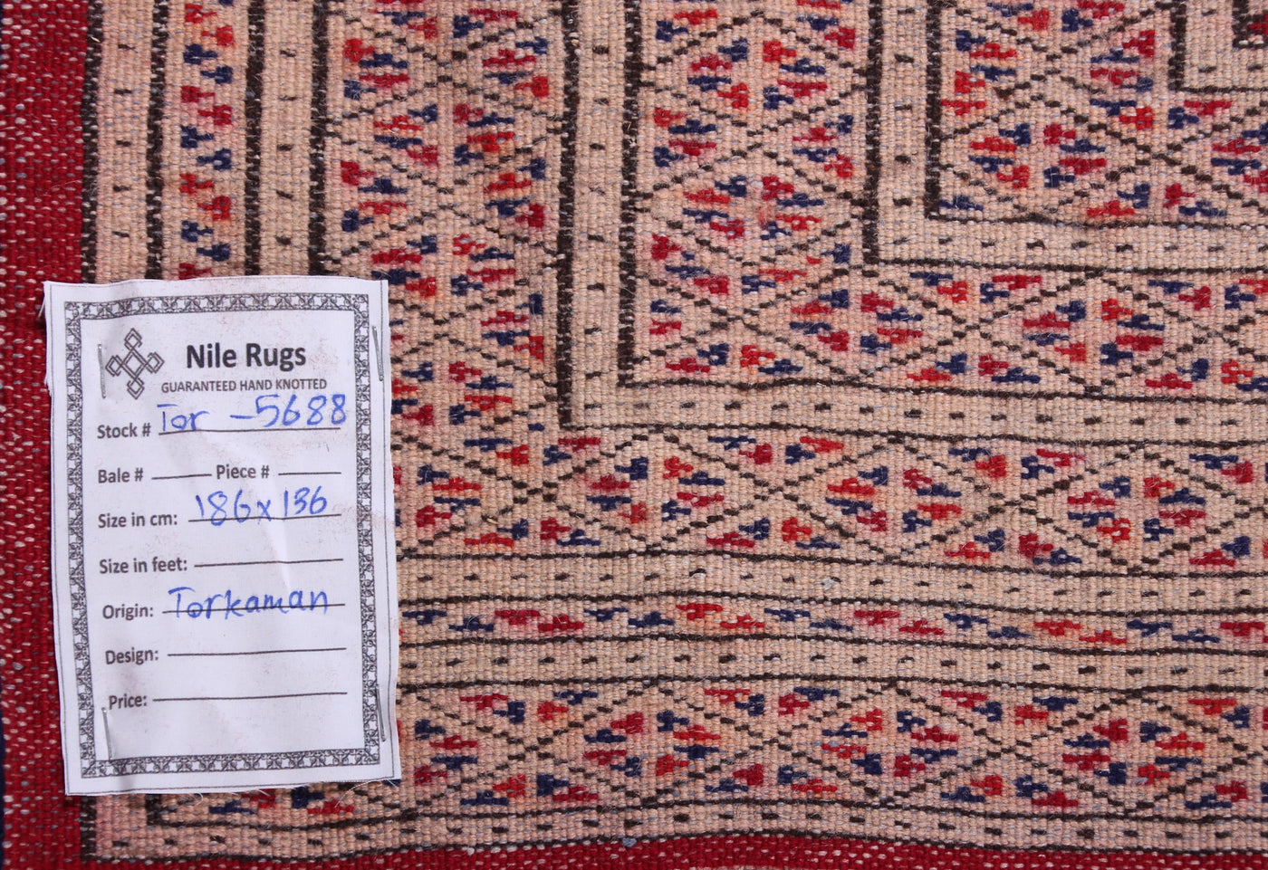 Vintage Turkmen Persian Rug – Sapphire Trellis