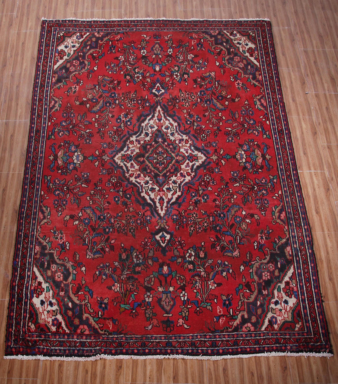 Vintage Hamadan Persian Rug – Teal Constellation