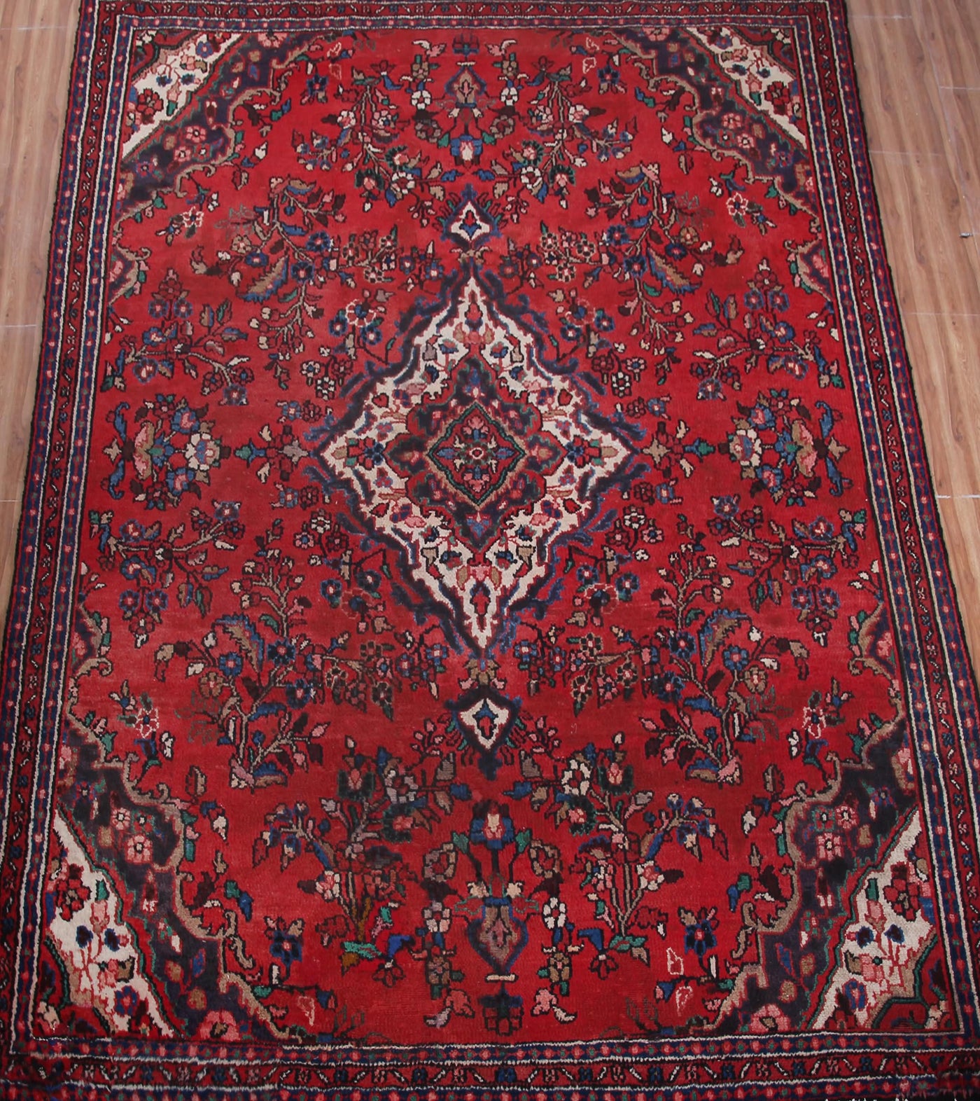 Vintage Hamadan Persian Rug – Teal Constellation