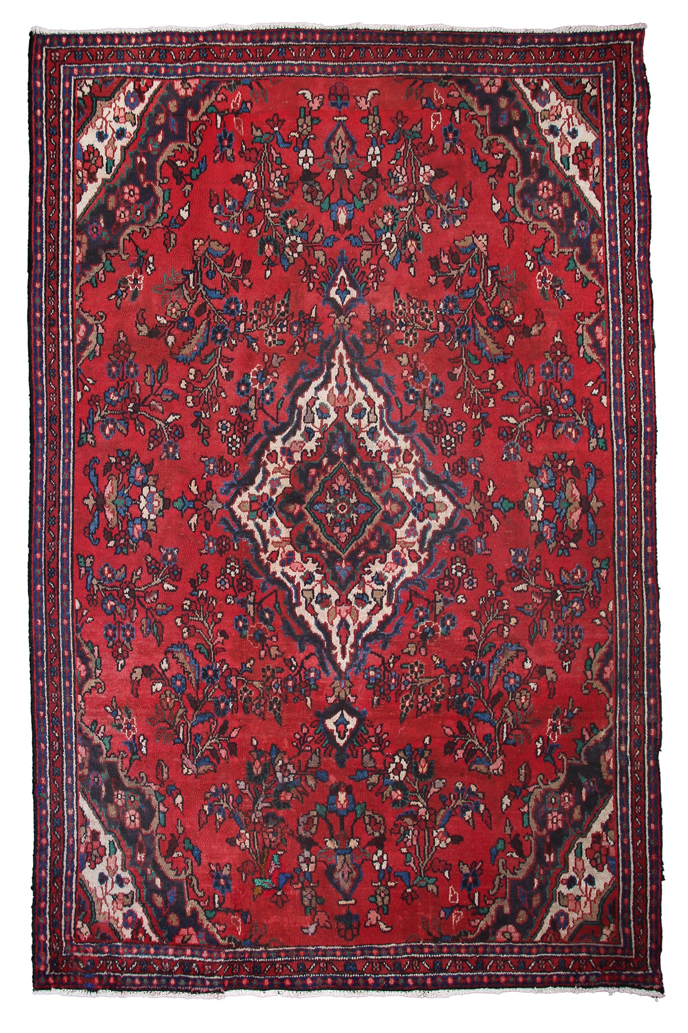 Vintage Hamadan Persian Rug – Teal Constellation