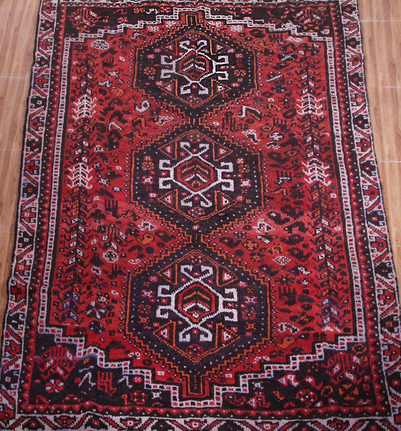 Vintage Shiraz Persian Rug – Midnight Triptych
