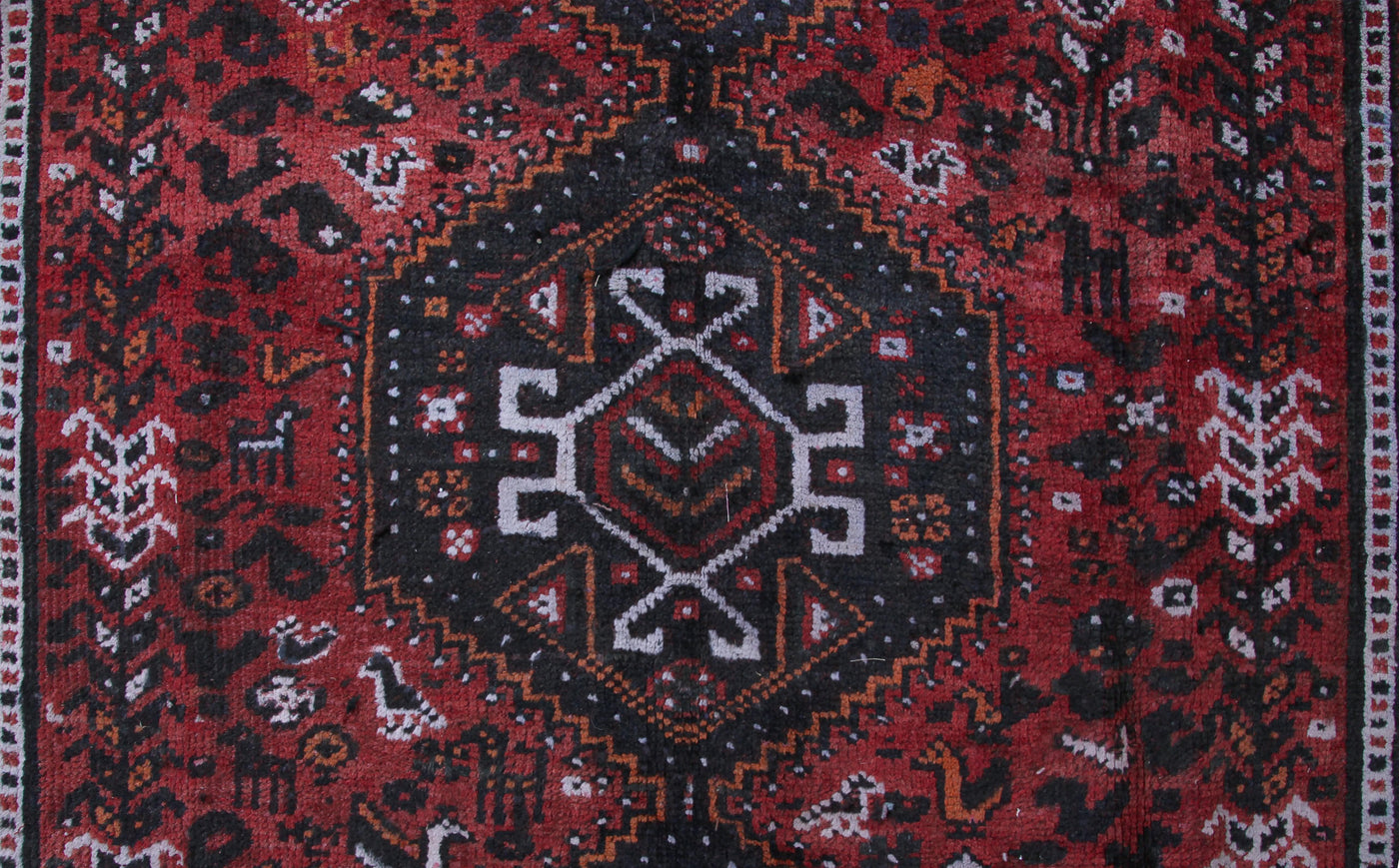 Vintage Shiraz Persian Rug – Midnight Triptych