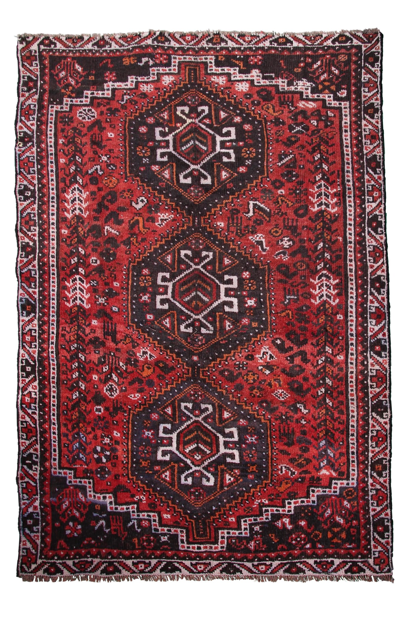 Vintage Shiraz Persian Rug – Midnight Triptych