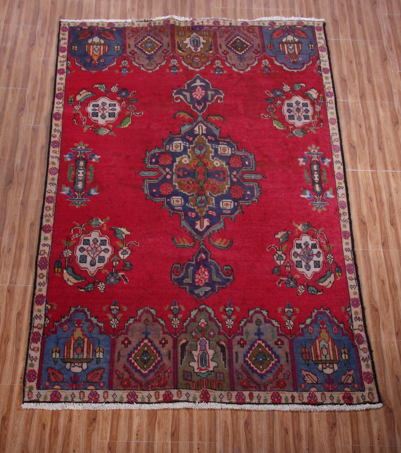 Vintage Tabriz Persian Rug – Marine Mandala