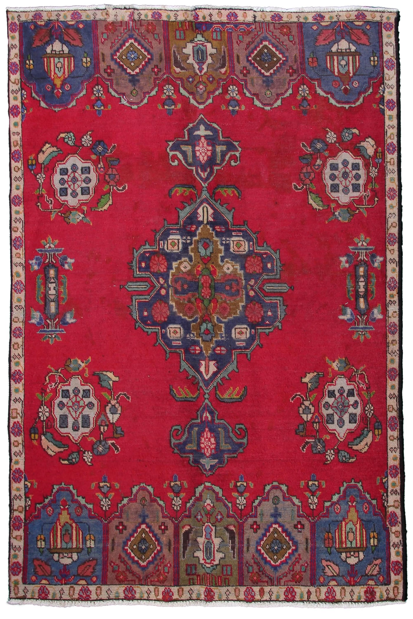 Vintage Tabriz Persian Rug – Marine Mandala