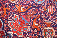 Persian Kashmar rug pattern detail, vintage hand knotted wool