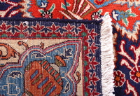 Hand knotted Kashmar Persian rug fringe and edge, vintage wool