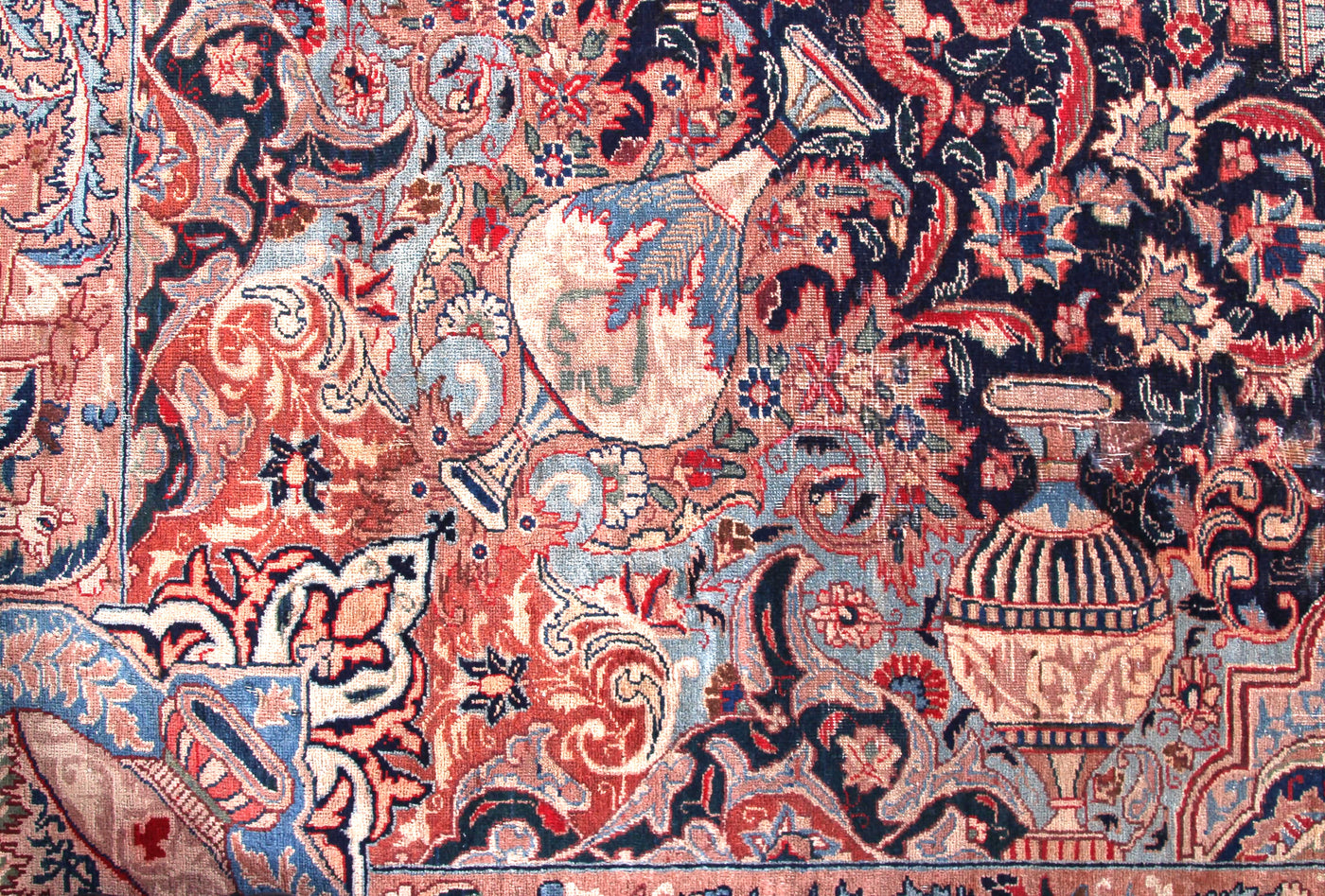 Kashmar Persian Rug, 300 x 400 cm hand knotted vintage wool border detail