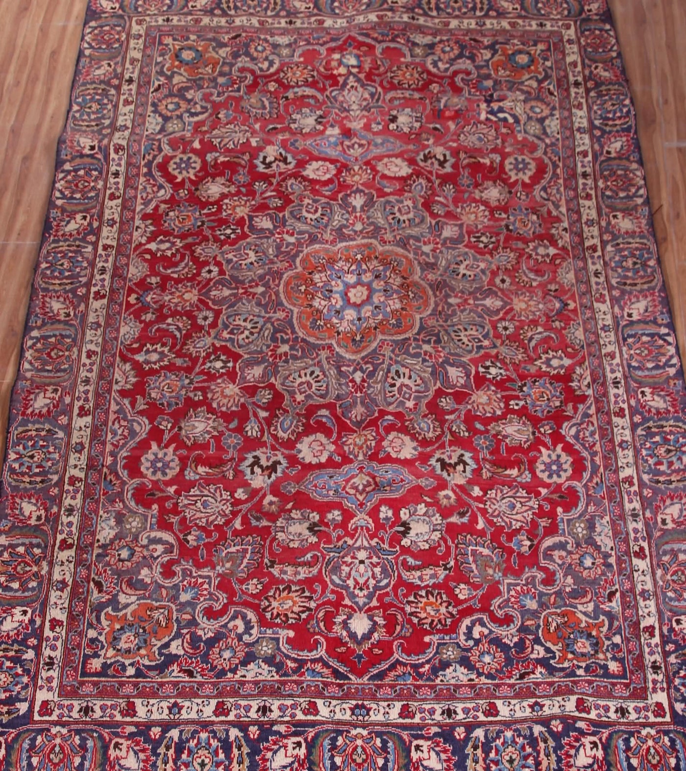 Vintage Mashad Persian Rug – Sapphire Crest