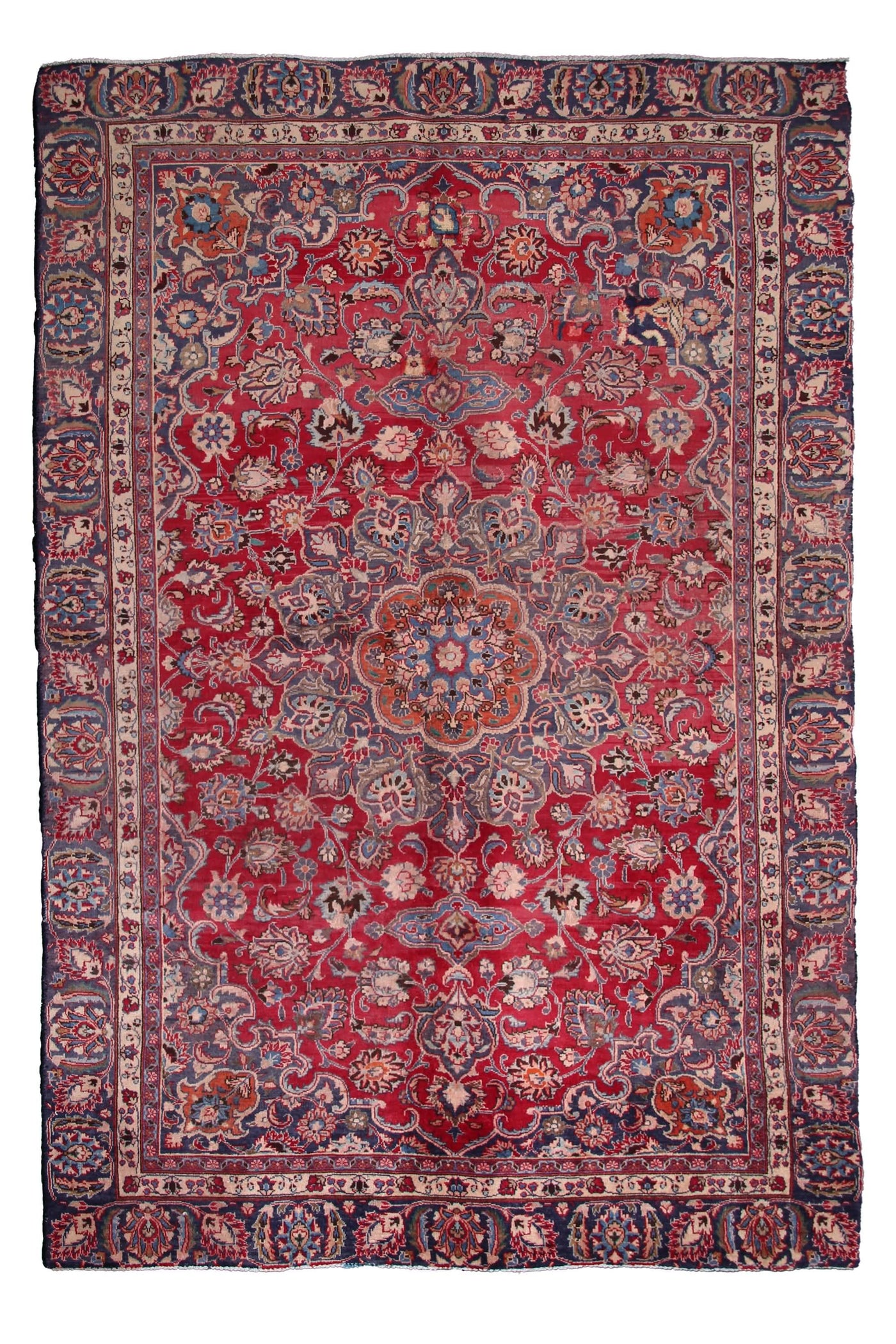 Vintage Mashad Persian Rug – Sapphire Crest
