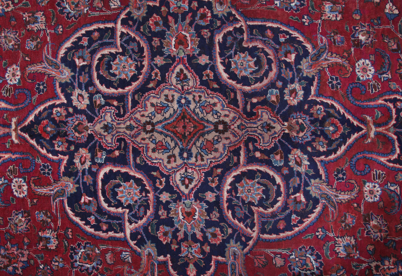 Vintage Mashad Persian Rug – Teal Triptych