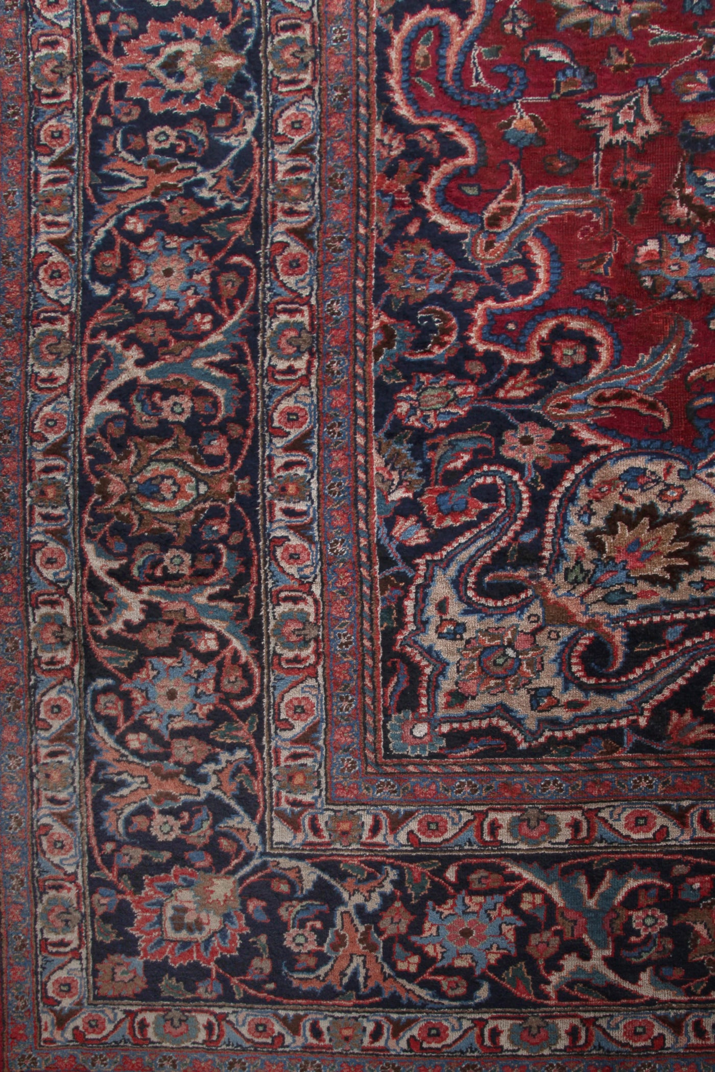 Vintage Mashad Persian Rug – Teal Triptych