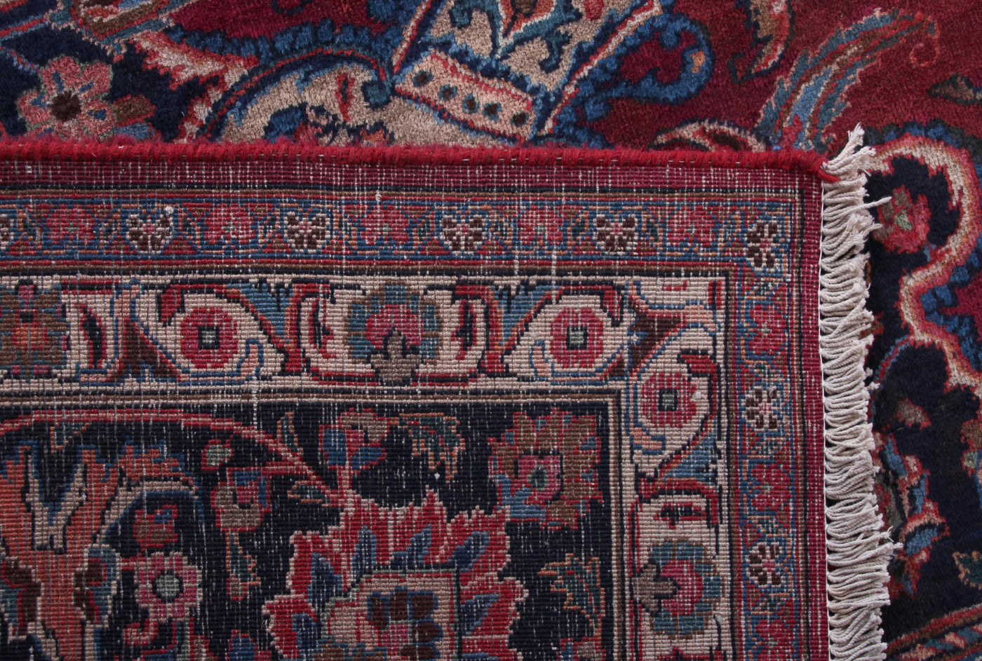 Vintage Mashad Persian Rug – Teal Triptych
