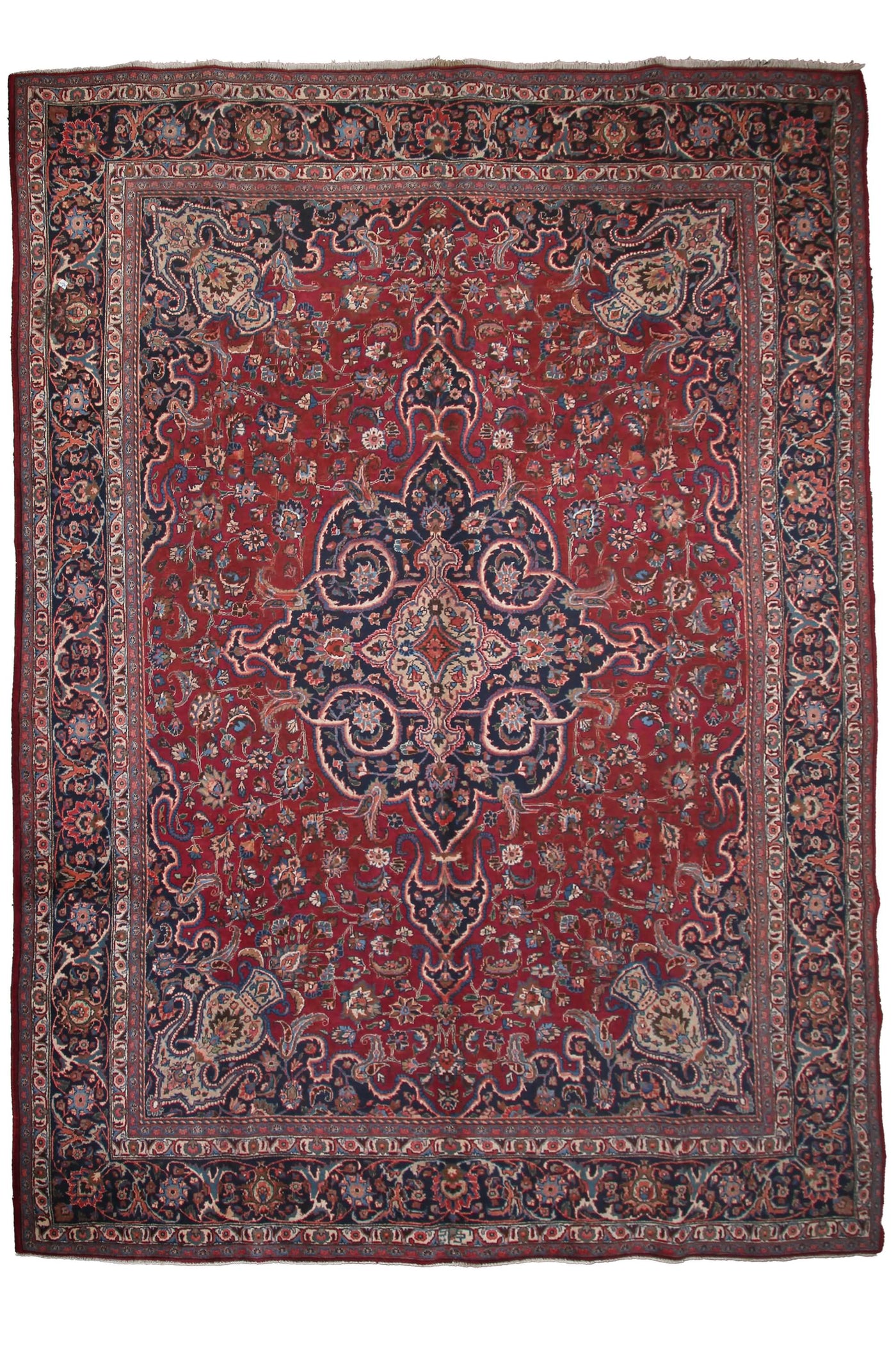 Vintage Mashad Persian Rug – Teal Triptych