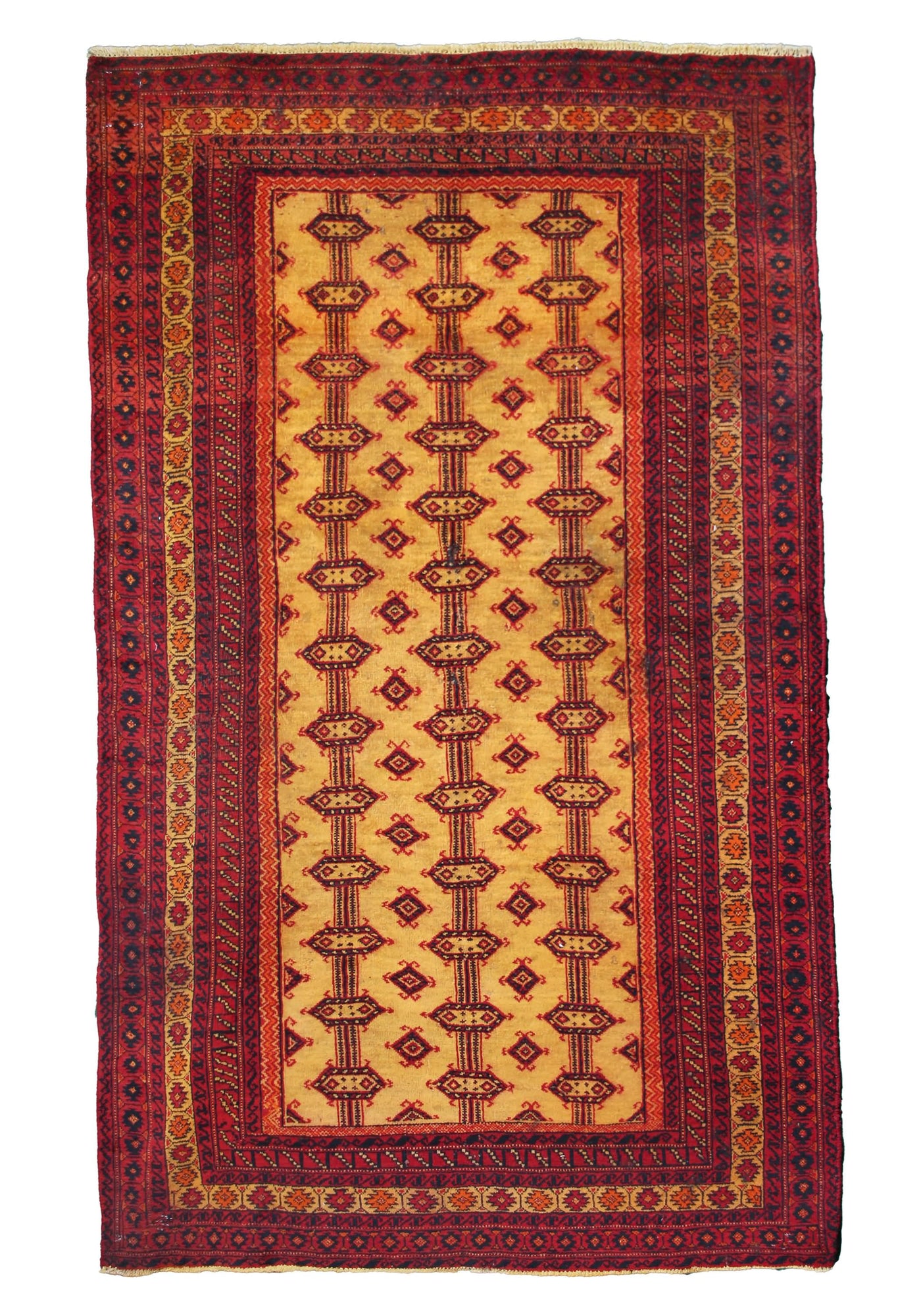 Vintage Turkmen Persian Rug – Crimson Star