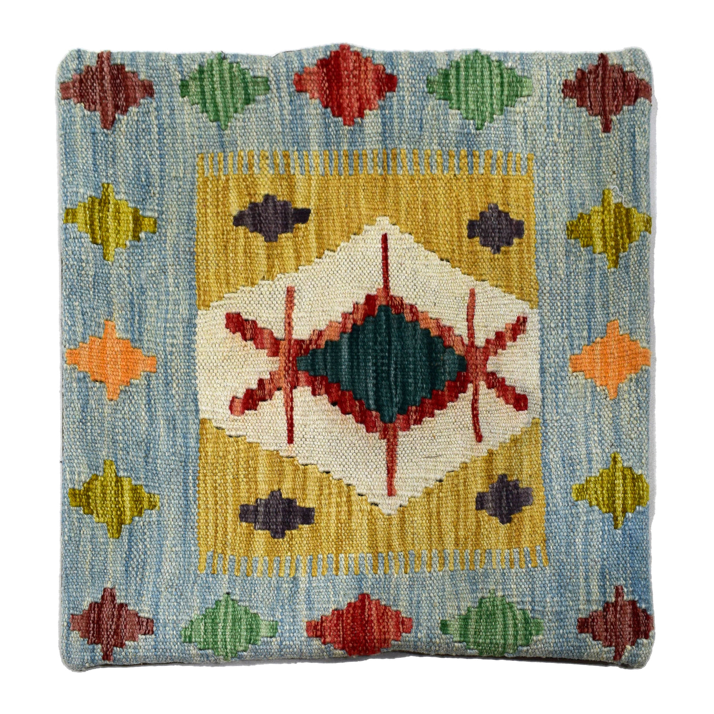 Chobi Kilim Cushion Cover – Teal Triptych
