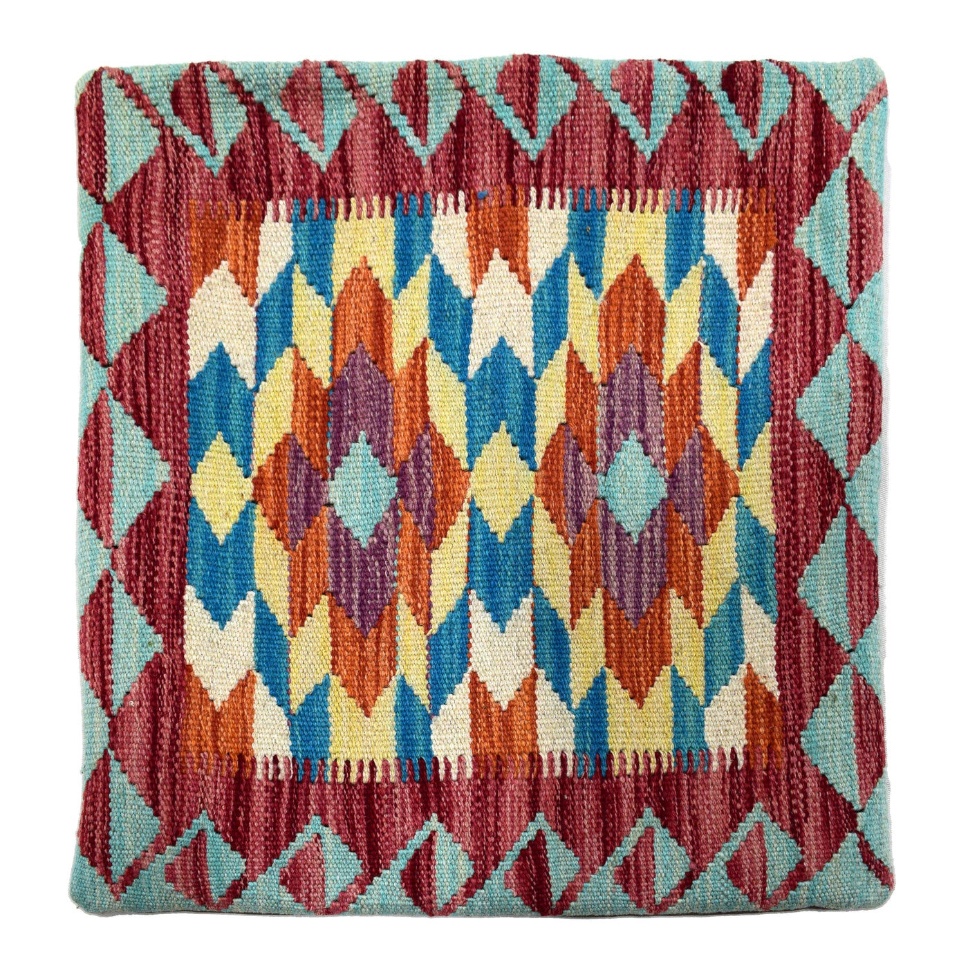 Chobi Kilim Cushion Cover – Teal Constellation