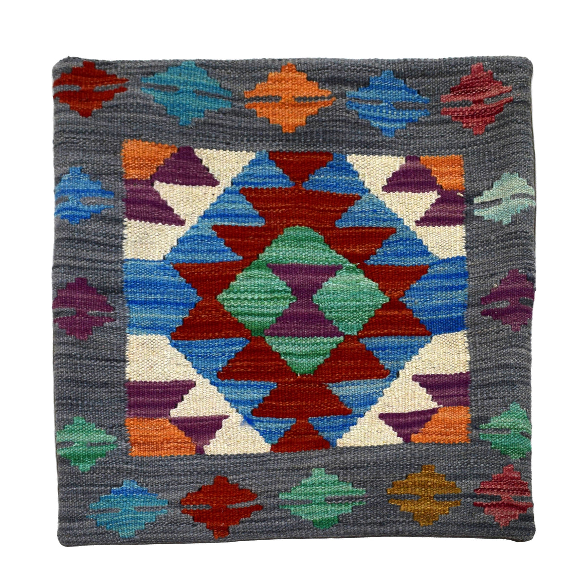 Kilim Cushion Cover – Cobalt Triptych