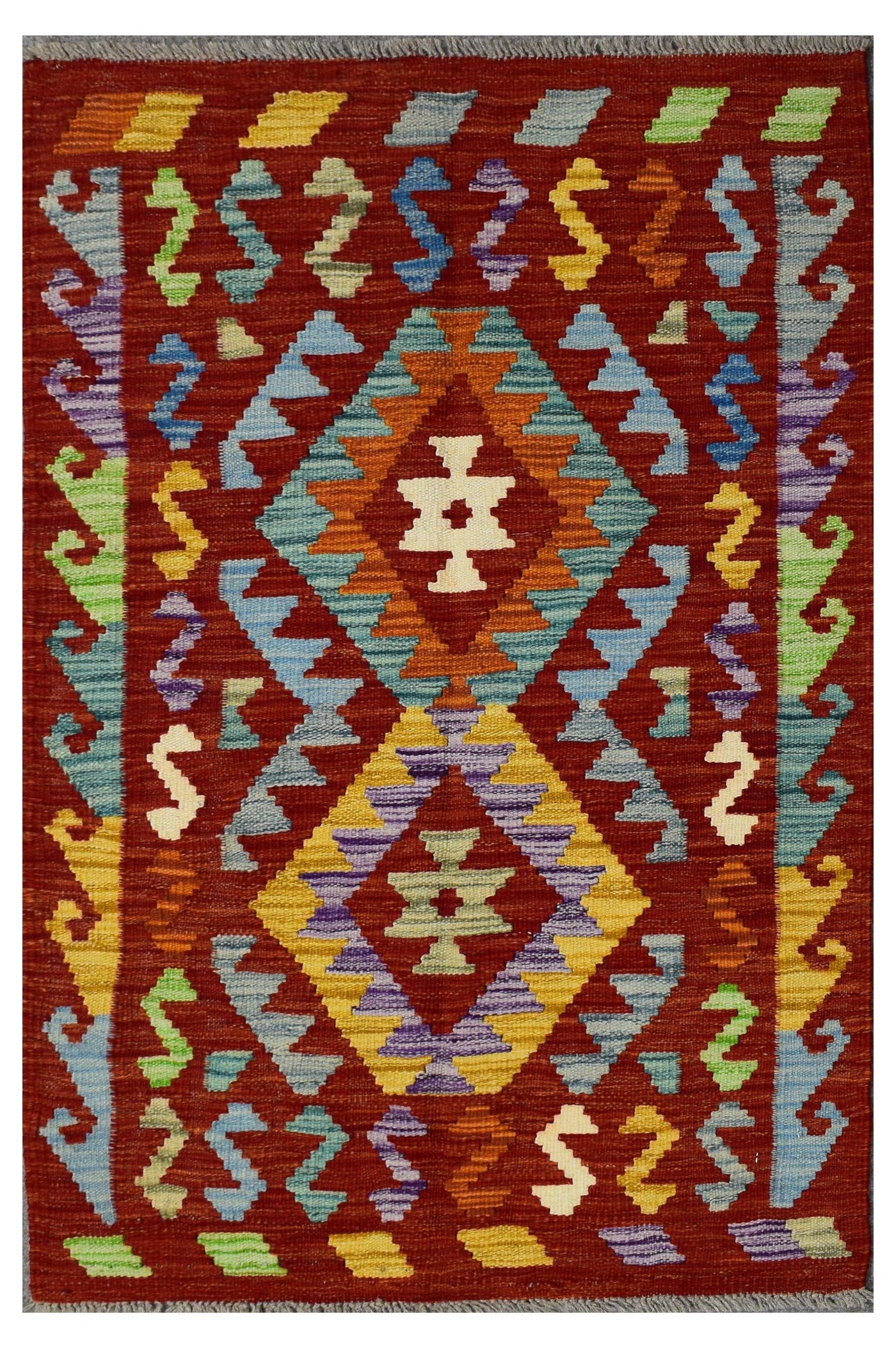 Kilim Afghan Rug – Marine Labyrinth