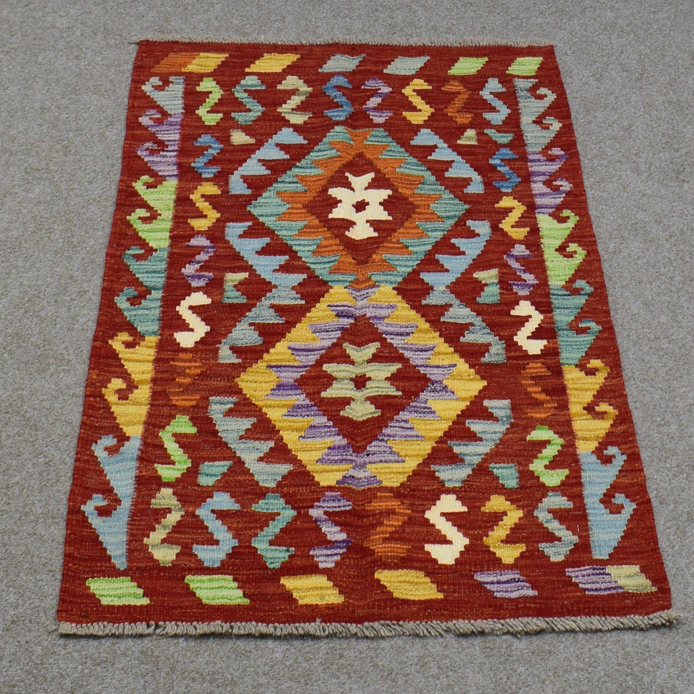 Kilim Afghan Rug – Marine Labyrinth
