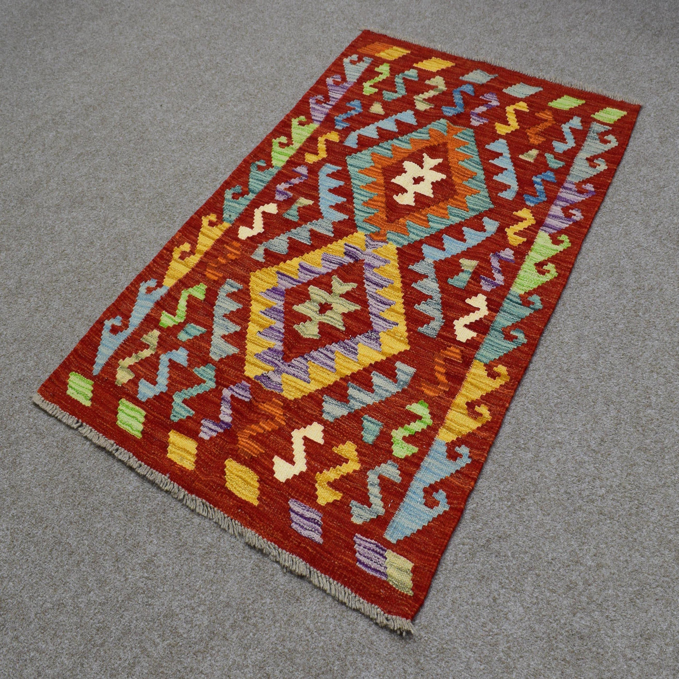 Kilim Afghan Rug – Marine Labyrinth