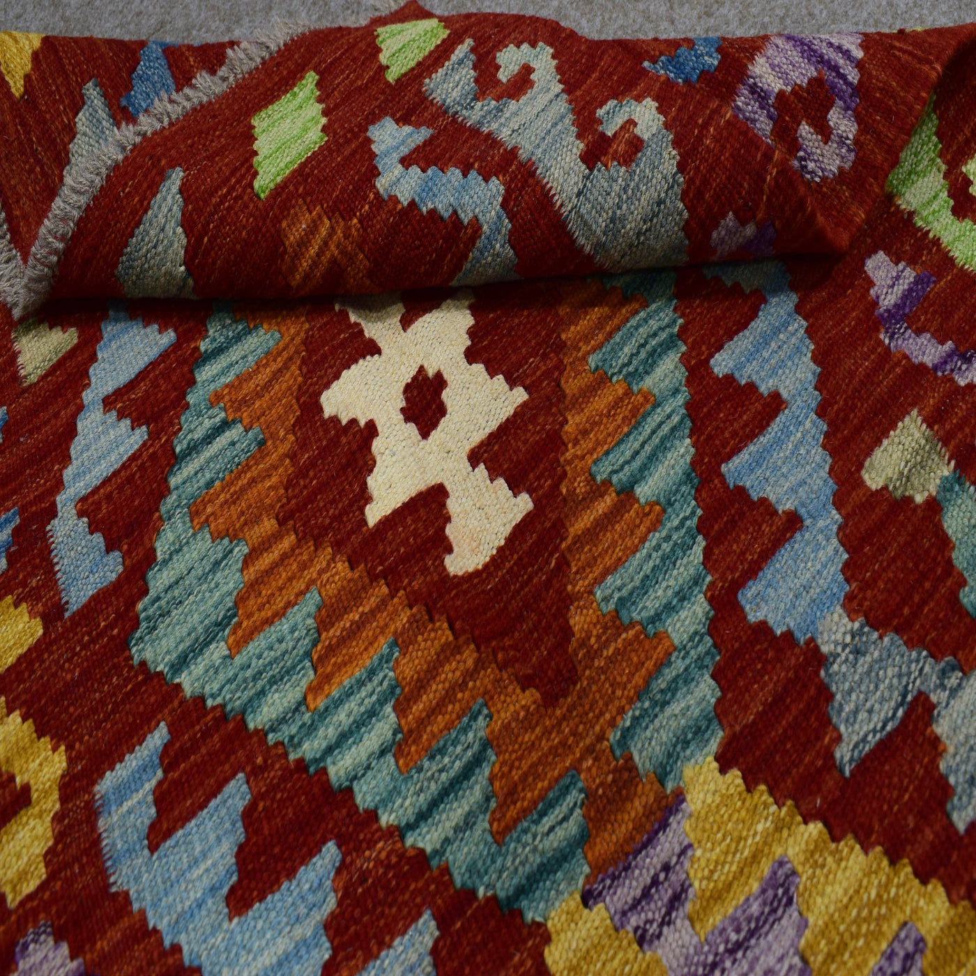 Kilim Afghan Rug – Marine Labyrinth