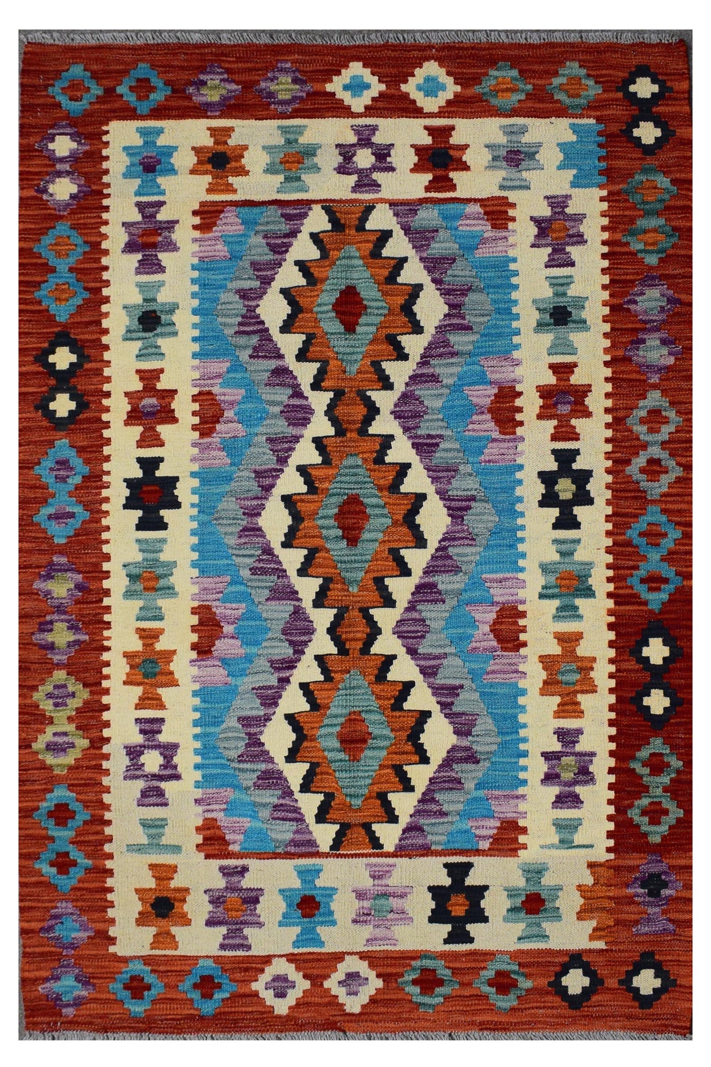 Kilim Afghan Rug – Apricot Geometry