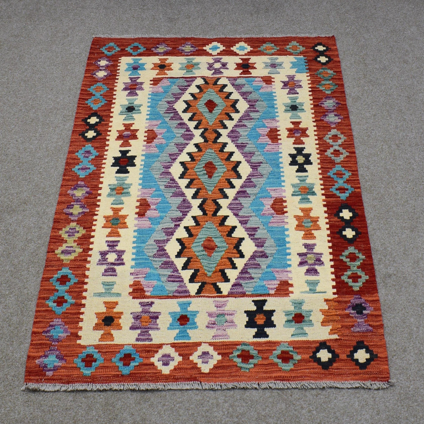 Kilim Afghan Rug – Apricot Geometry