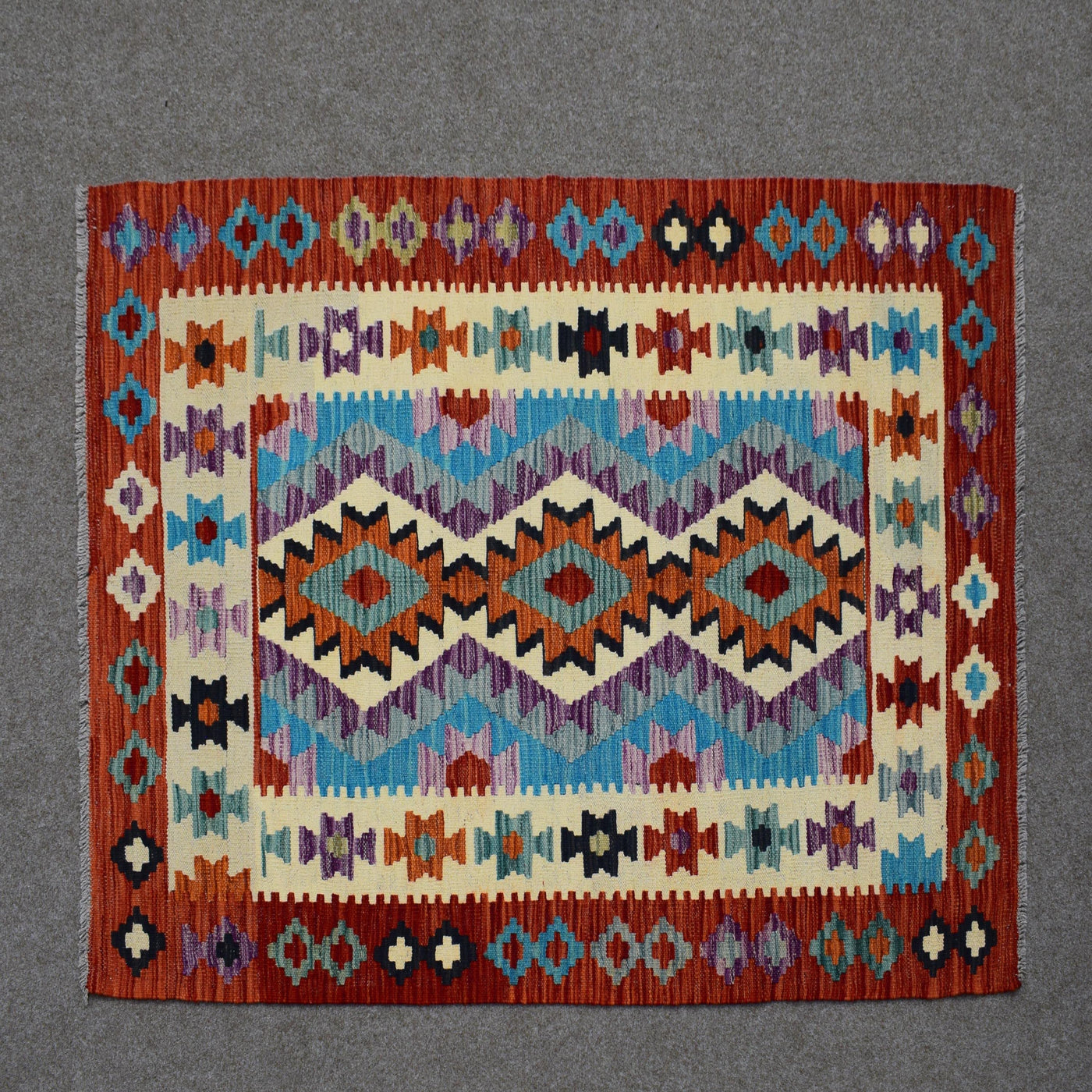 Kilim Afghan Rug – Apricot Geometry