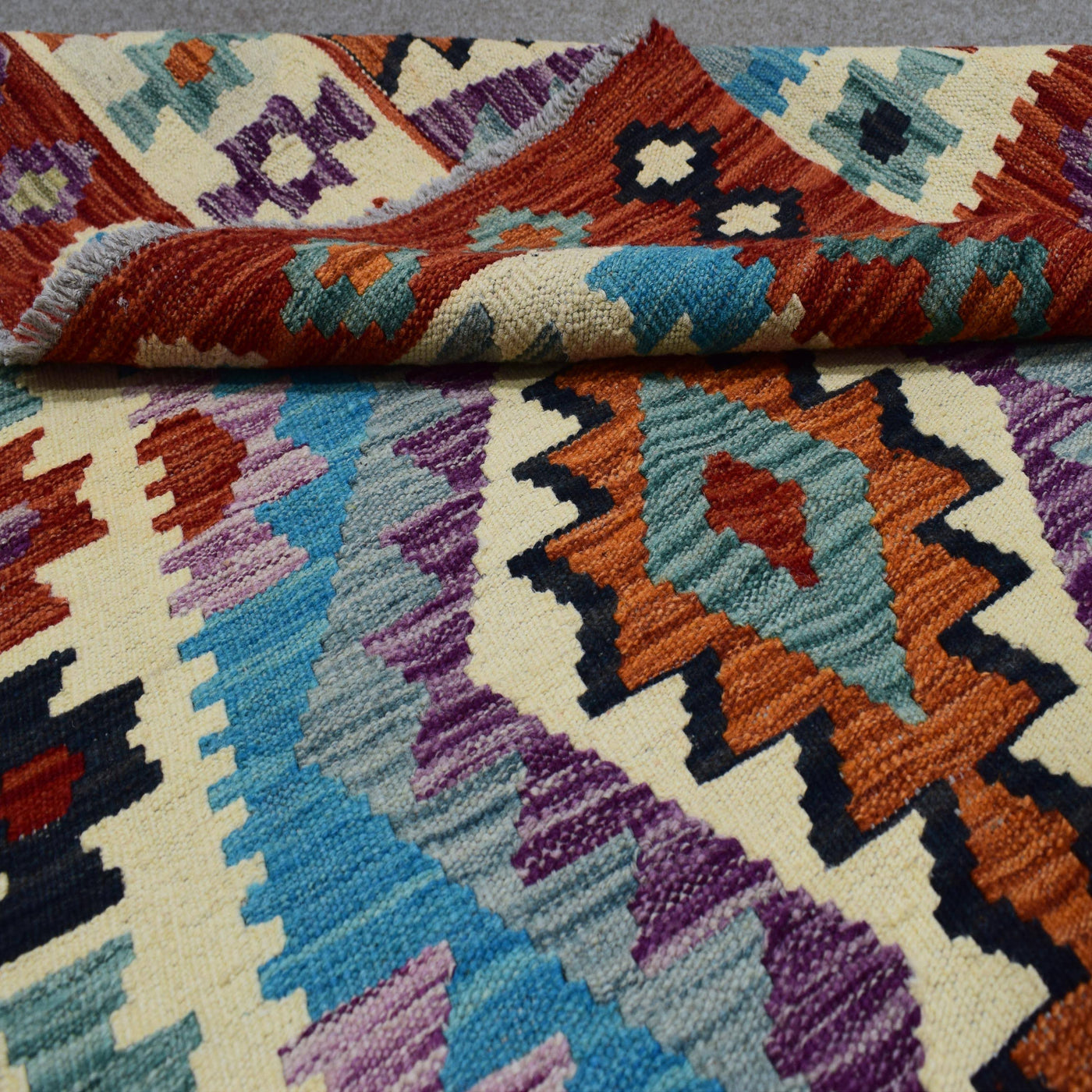 Kilim Afghan Rug – Apricot Geometry