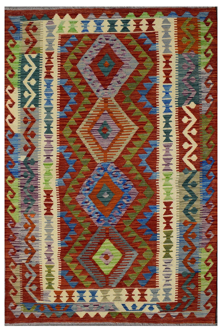 Hand-woven Afghan Kilim, 123 x 199 cm