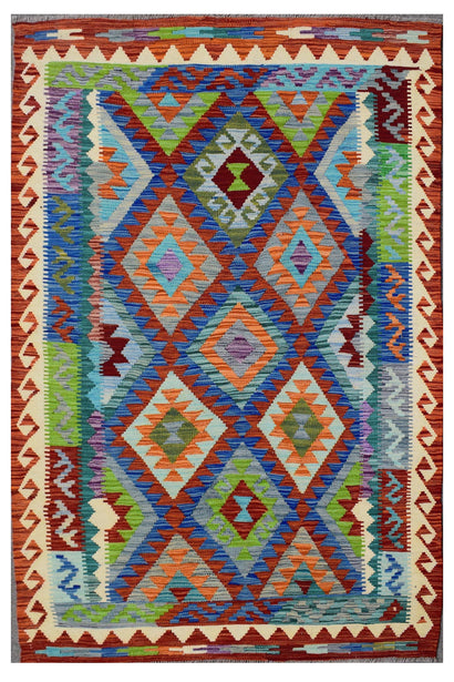 Hand-woven Afghan Kilim, 128 x 182 cm