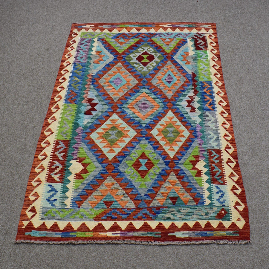 Hand-woven Afghan Kilim, 128 x 182 cm