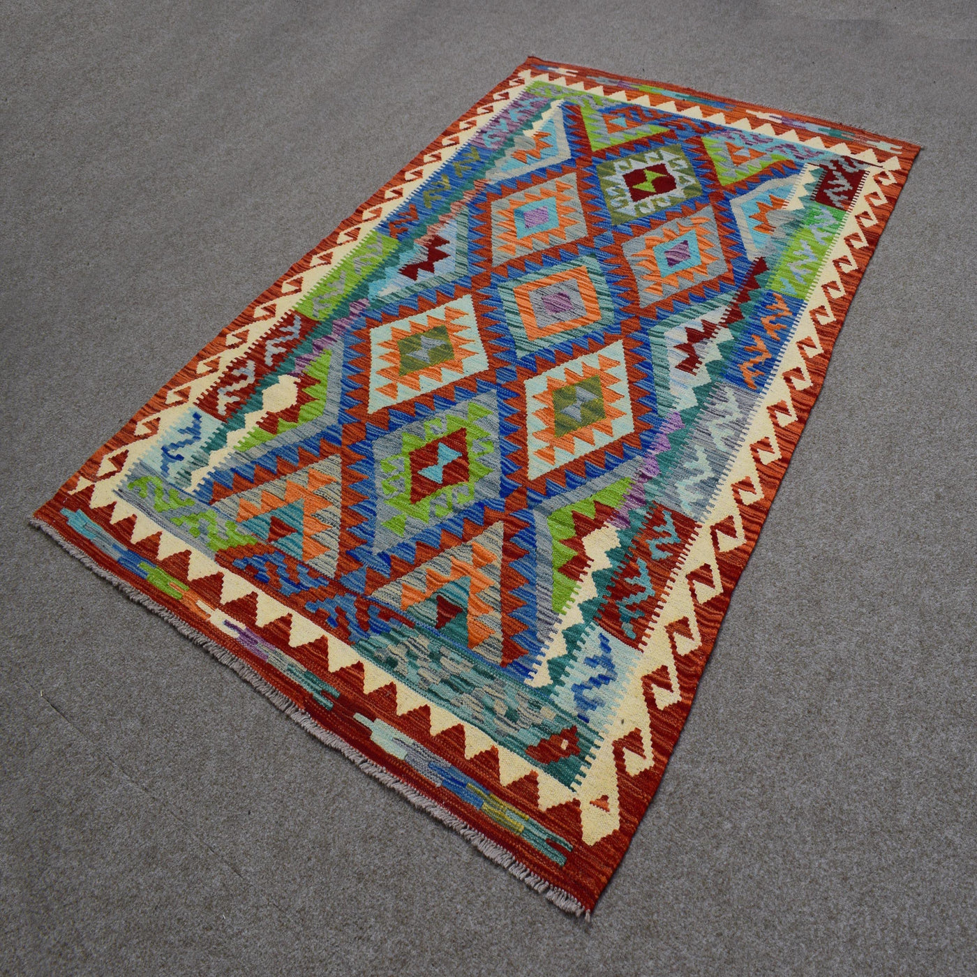 Kilim Afghan Rug – Persimmon Lattice