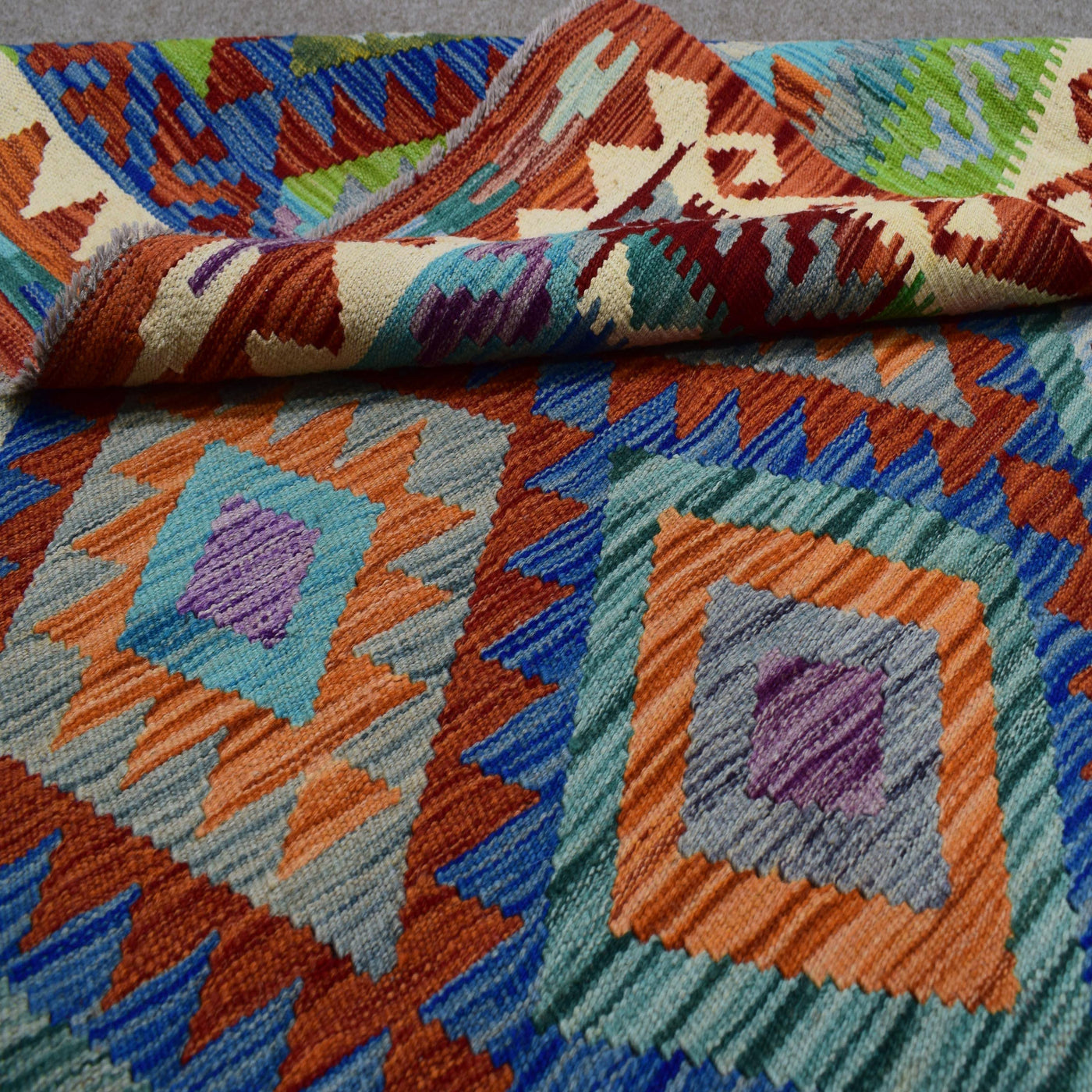Kilim Afghan Rug – Persimmon Lattice