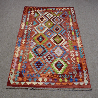 Hand-woven Afghan Kilim, 131 x 192 cm