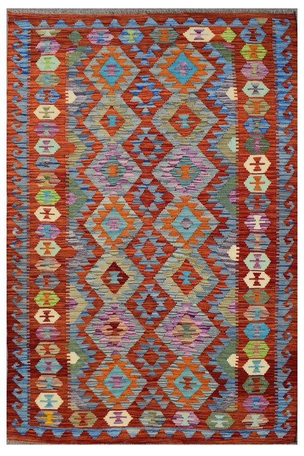 Hand-woven Afghan Kilim, 129 x 185 cm