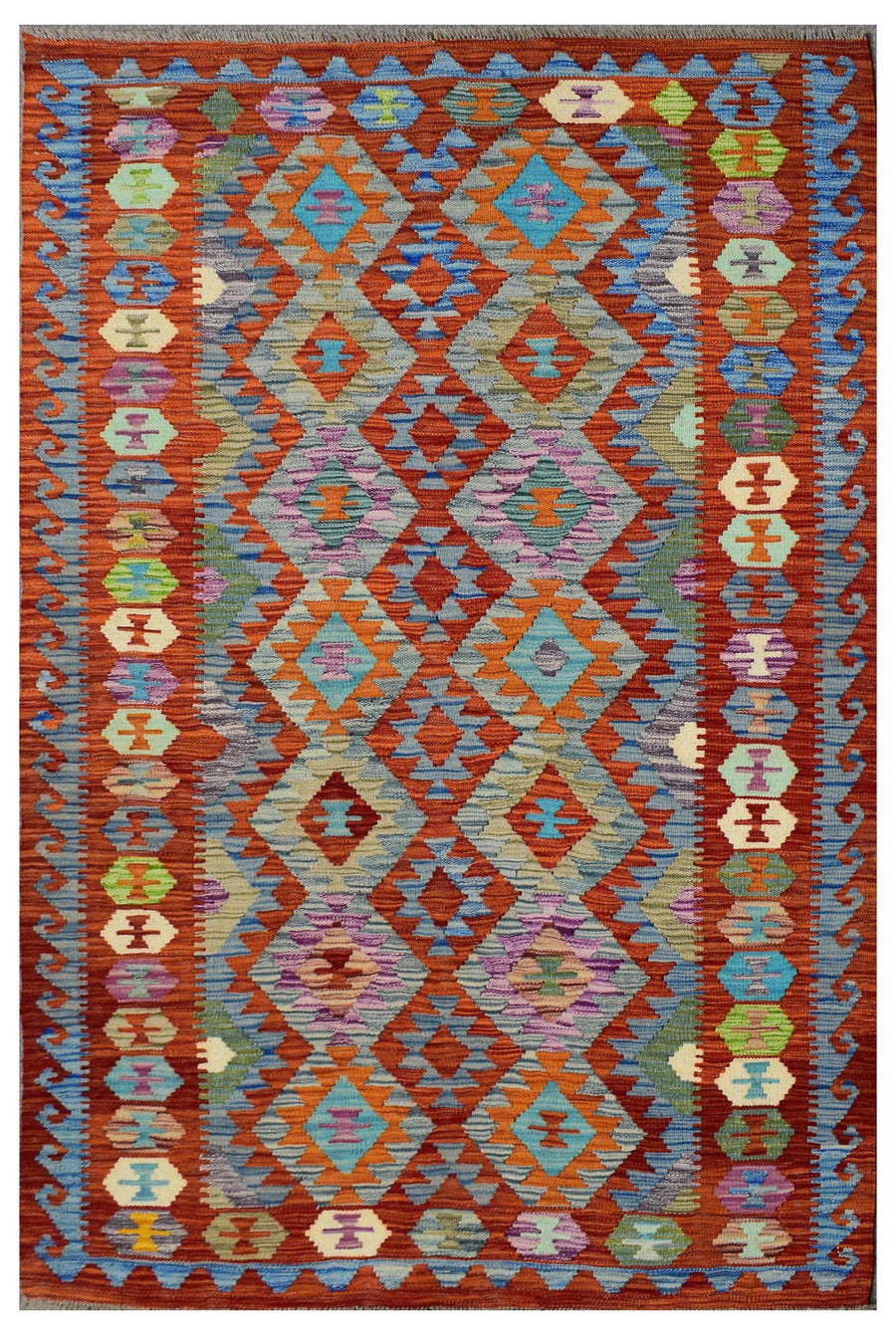 Hand-woven Afghan Kilim, 129 x 185 cm
