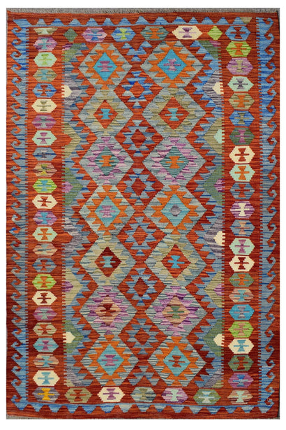Hand-woven Afghan Kilim, 129 x 185 cm