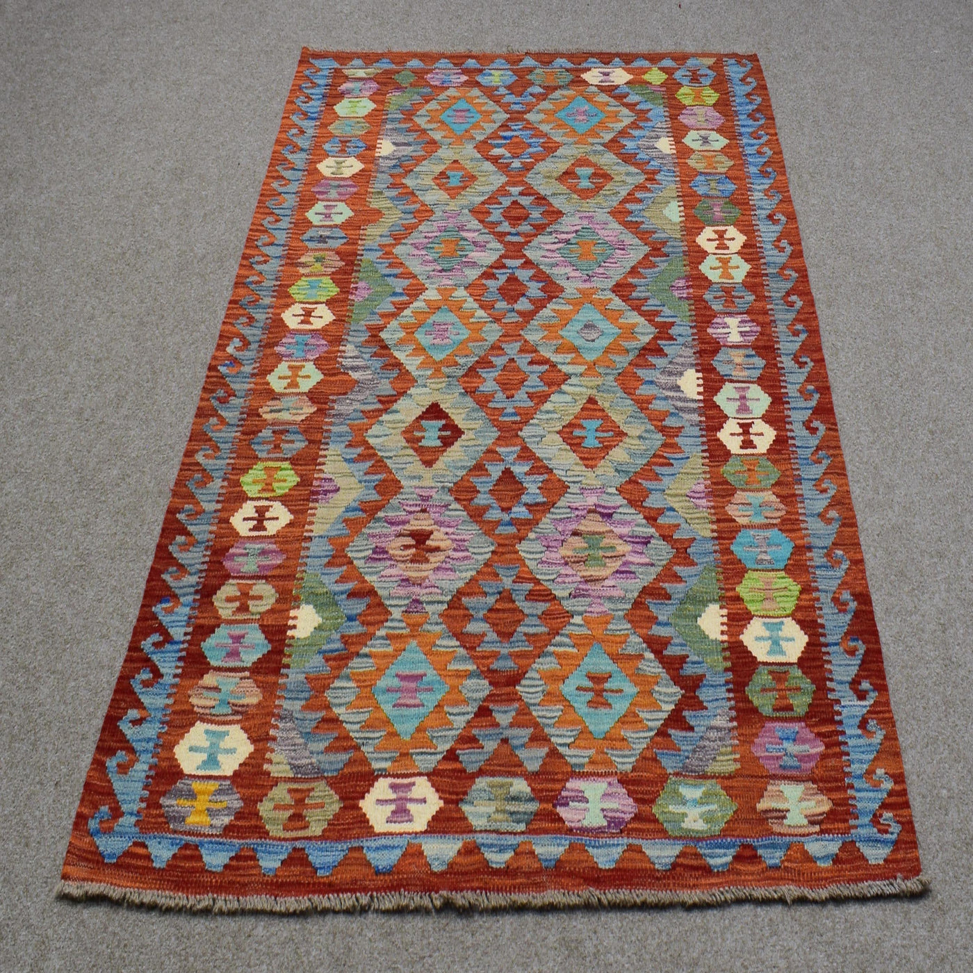 Kilim Afghan Rug – Indigo Mandala