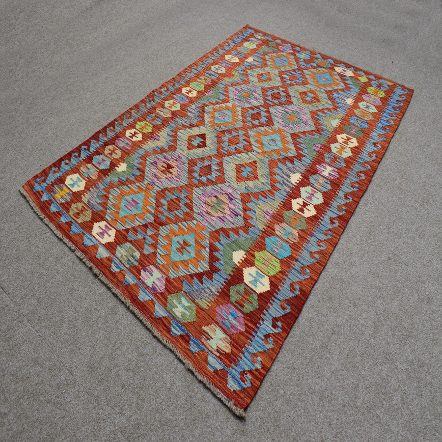 Hand-woven Afghan Kilim, 129 x 185 cm