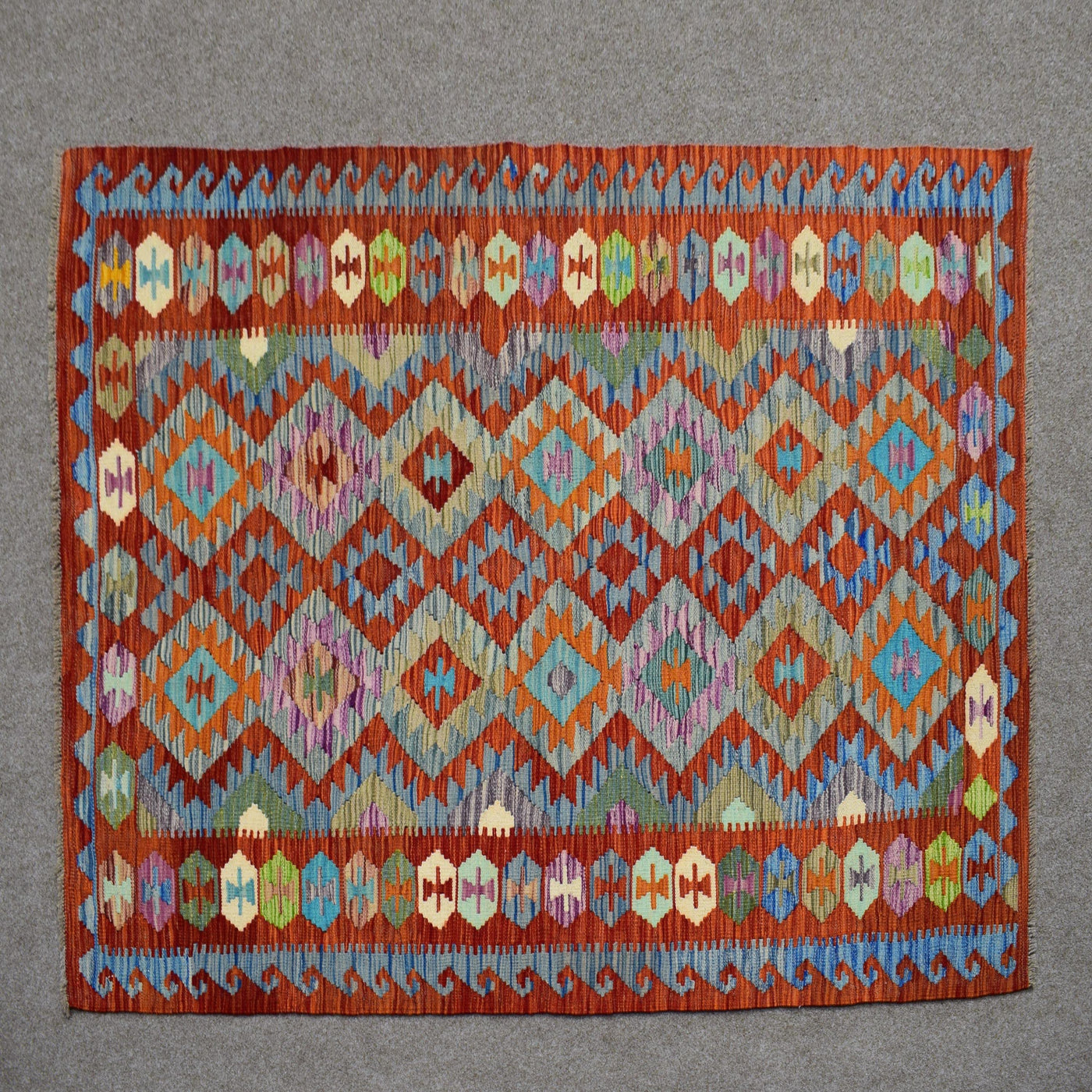 Kilim Afghan Rug – Indigo Mandala