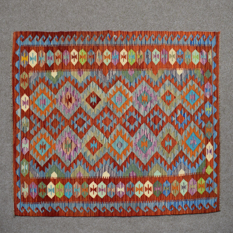 Hand-woven Afghan Kilim, 129 x 185 cm