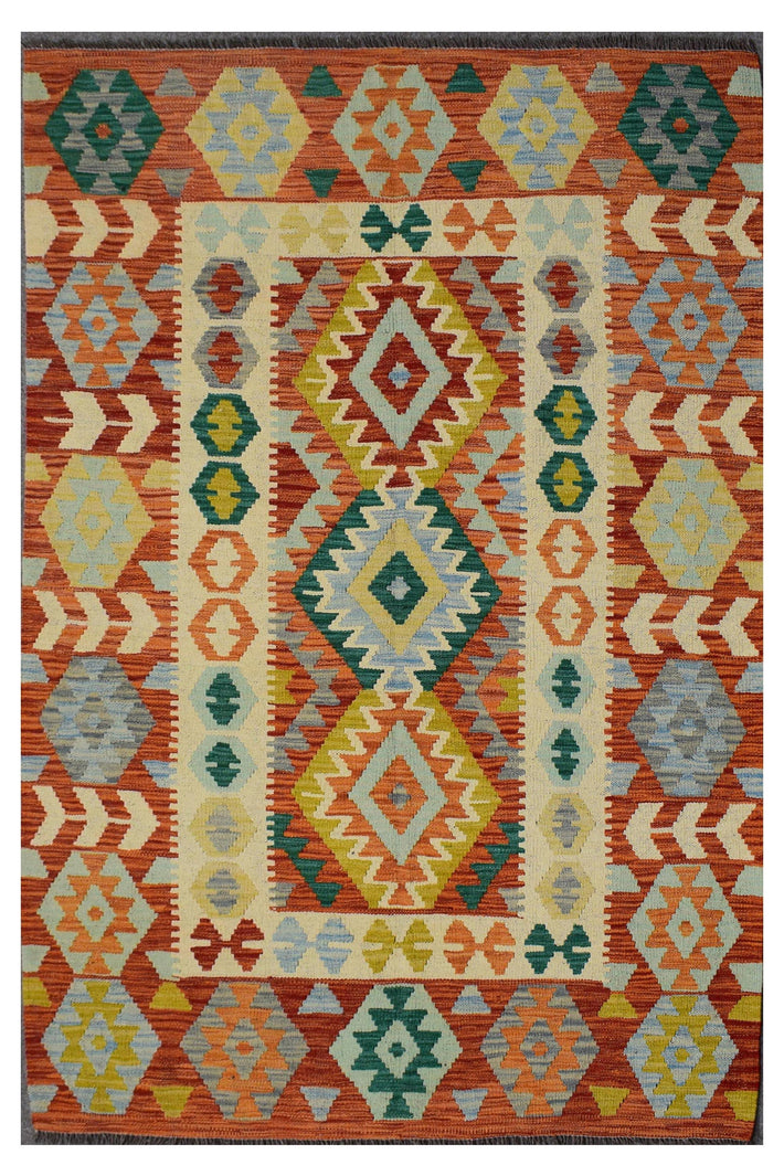 Hand-woven Afghan Kilim, 130 x 179 cm